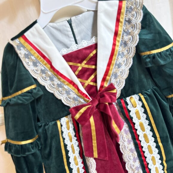 Christmas Princess Dress-Victorian Holiday Costume for Girls-Velvet & Lace 7~8T - Picture 2 of 4